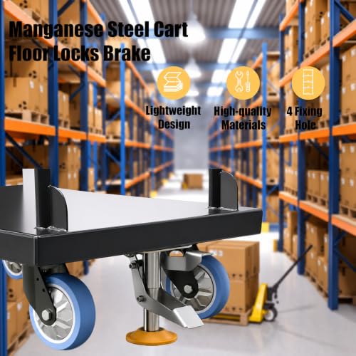 Image of Floor Lock, Adjustable Height Trolley Brake Floor Lock, Manganese Steel 100kg Bearing Trolley Cart Lock with TPU Pad for 4~5in Casters(X-75-32-3)