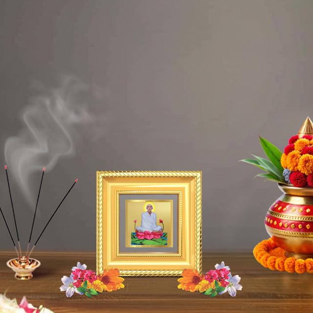 Image of DIVINITI Saint Ram Thakur 24K Gold Plated Foil Tabletop Photo Frame for Home Decor, Puja Room, Luxury Gifting | DG Frame 015 S1A (10x10 CM)