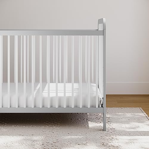 Image of Storkcraft Pasadena 3-in-1 Convertible Crib (Pebble Gray /White) - GREENGUARD Gold Certified, Converts to Daybed and Toddler Bed, Fits Standard Full-Size Crib Mattress, Adjustable Mattress Height