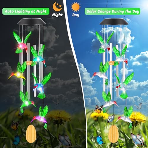QUNPON-Womens-Gifts-for-Christmas-Birthday-Gifts-for-Women-Mom-Grandma-Gifts-Hummingbird-Wind-Chimes-Solar-Lights-for-Outside-Outdoor-Yard-Home-House-Patio-Garden-Gardening-Decor-Gifts-for-Mom-Sister
