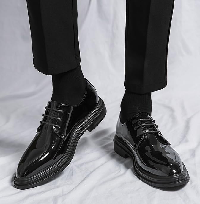 Men's Dress Shoes Men Patent Leather Business Formal Oxford Shoes Comfortable Walking Shoes2