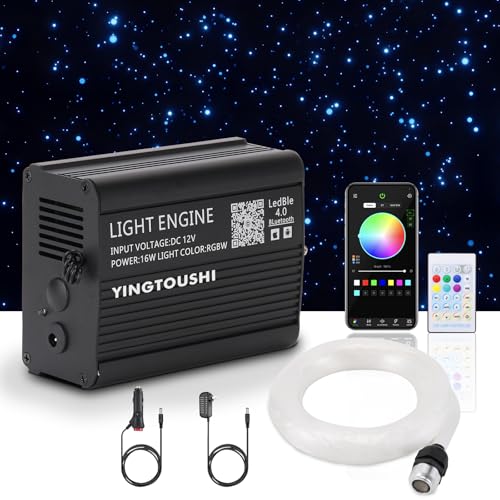 Image of Twinkle Headliner Star Light Kit, 800Pcs*0.03in /0.02in*9.8ft Mixed Ceiling Fiber Optic Lights APP /Remote Control Star Effect Music Mode RGBW Sound Activated for Car Roof Home Ceiling