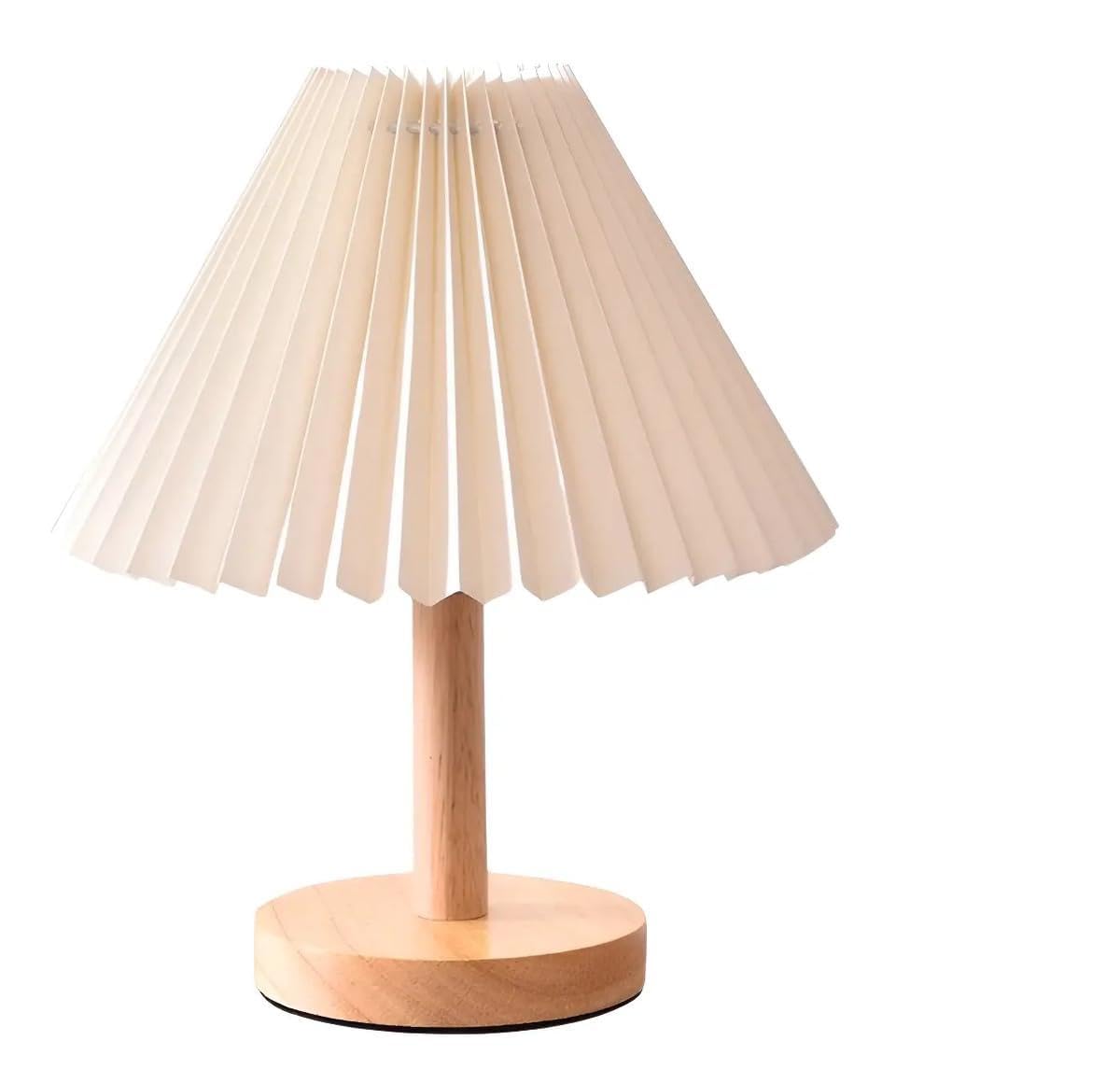 Abajur de Mesa Luxo Base de Madeira LED Embutido Branco Quente Moderno Quarto Escritório