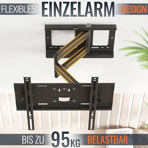 RICOO TV Wandhalterung Fernseher Halterung Schwenkarm mit Fischer-Dübel für 40-75 Zoll Bildschirm Flach OLED Fernsehhalterung für Wand R23-F Schwenkbar Neigbar Fernseh-Arm bis 95-Kg & VESA 400x400