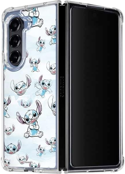 Skinit Clear Phone Case Compatible with Galaxy Z Fold5 5G - Officially Licensed Disney Lilo and Stitch Pattern Design