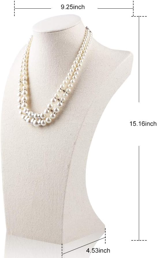 Oirlv Linen Necklace Display Bust 3D Necklace Organizer Jewelry Display Holder (H-15.28inches) - Image 5