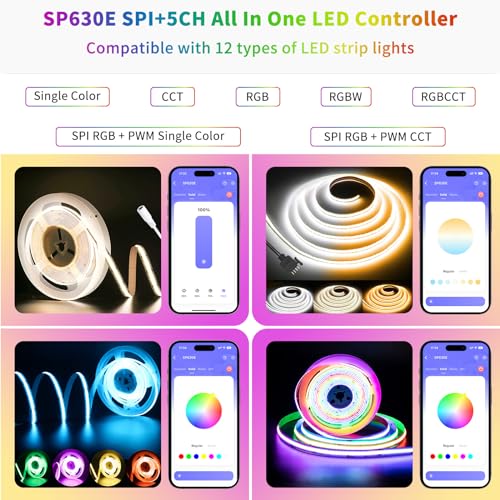 Image of PAUTIX 12-in-1 Bluetooth LED Music Controller Addressable SP630E,Full Color Controller iOS /Andriod App Control Support Almost All LED Strip Lights CCT /RGB /RGBW /WW /RGBCCT,Matrix Panel(Without Battery)