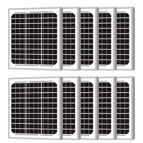 Newpowa 10PCS 5W(Watts) 12V(Volts) Solar Panels, High-Efficiency Monocrystalline Solar Panel Battery Maintainer PV Module Power for Battery Charging of Boat RV Gate Opener Fences, 10-Pack 5W
