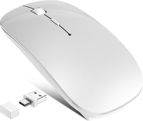 Miniatura 10 de Ratón Inalámbrico Jiggler – Ratón de Computadora Recargable Bluetooth con Movedor de Ratones Jiggler Indetectable, Ratón Óptico Delgado USB C de