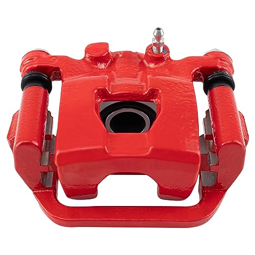 Image of TRQ Rear Left Brake Caliper w /Bracket Performance Red Drivers Side | For 2002-2018 Nissan Altima 2003-2007 Maxima