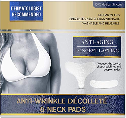 Chest Wrinkle Pads, Chest & Neck Silicone Anti Wrinkle Patches for Skin Lines Prevention, Reusable Overnight Wrinkle Remover Pads