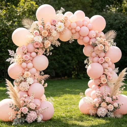 Image of 108Pcs Double Stuffed Peach Balloon Garland Arch Kit