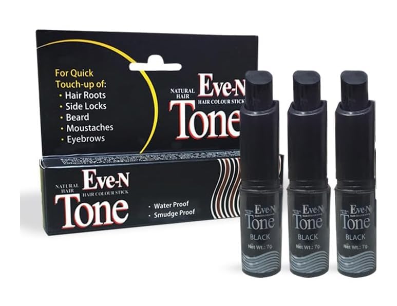 EVE-N tone Natural Hair Color root touch up for grey hair, Non-Toxic white hair coverage touch up Hair Dye Pencil for Men & Women (Black) 7g Each Quick & Mess-Free Hair