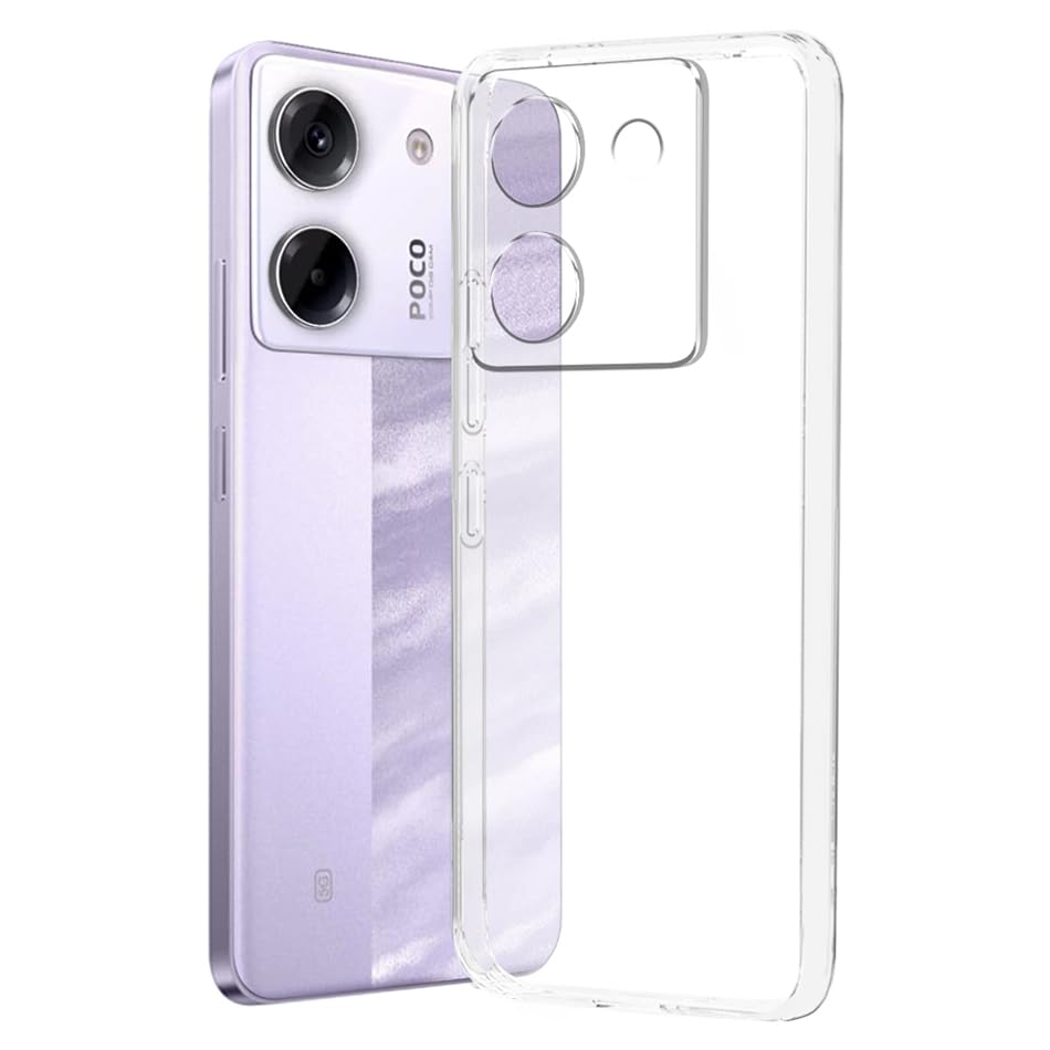 Image of Fashionury Crystal Clear Case for Poco M7 Pro 5G | Yellowing Resistance | Transparent TPU Silicone | Raised Camera Lips | Slim Transparent Cover