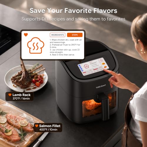 Image of 6.3 QT Air Fryer, 16-in-1, LCD Touchscreen, Viewing Window | Heating System up to 400F Precise Heat for Even Results, Dishwasher-Safe & Nonstick, Black