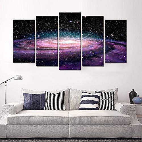 Visual Art Decor Modern Canvas Wall Art Starry Galaxy Universe Space Picture Prints Home Office Living Room Wall Decoration Astronomy Exhibition Decor (5 Pieces Large) #TOP1