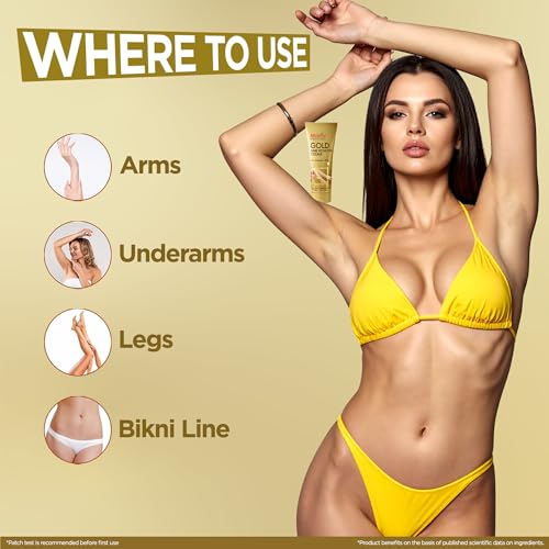 Image of Multani Natural Gold Hair Removal Cream 60 ml (Pack of 2)| Radiance formula Enriched with Gold Pearl Powder and Vitamin E | Painless, Easy and Effective Hair Removal for Men and Women