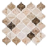 Thicker, WalDecoo Arabesque Peel and Stick Wall Tiles, Premium Brown 3D Self Adhesive Tile Stickers