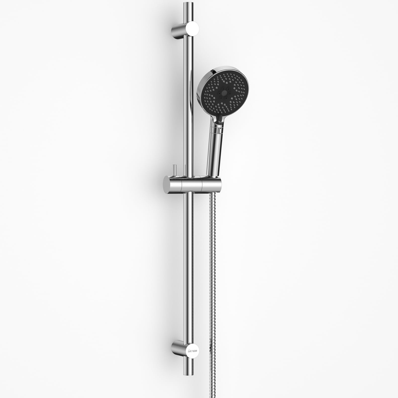 Columna de Ducha 90cm con 3 Funciones Alcachofa de Mano, Soporte de Alcachofa de Ducha Ajustable y Manguera Flexible 1,5m, Barra de Ducha sin Mezclador, Acero Inoxidable 304, Cromo
