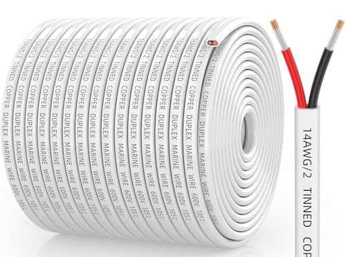CONEPY 14 Gauge Marine Wire, 14 Gauge Wire Duplex Marine Grade Cable, 500FT