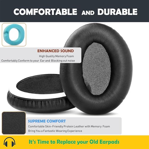 Almohadillas para auriculares M09, repuesto para AUSDOM ANC 10 y AUSDOM M09, con cuero proteico y espuma viscoelástica miniatura 3