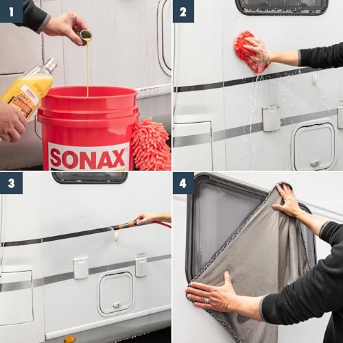 SONAX CARAVAN Shampoo (1 Liter) Reinigungskonzentrat mit Wachsanteilen, für alle Oberflächen an Caravan/Bus/Wohnmobil/Wohnwagen | Art-Nr. 07133000