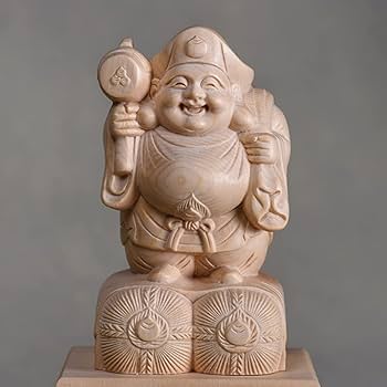 Amazon.co.jp: 七福神 置物 大黒天 貯金箱 大黒様 立像 桧木製