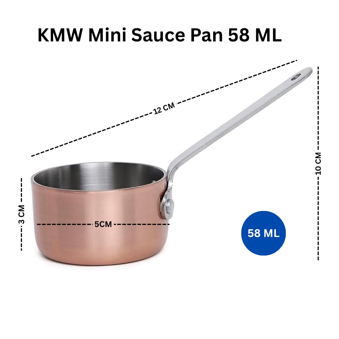 KMW Mini Sauce Pan – 50x30 mm with Copper Plating | Set of 2 | Rust-Resistant, Durable Build | Small Pan for Effortless Cooking & Food Preparation