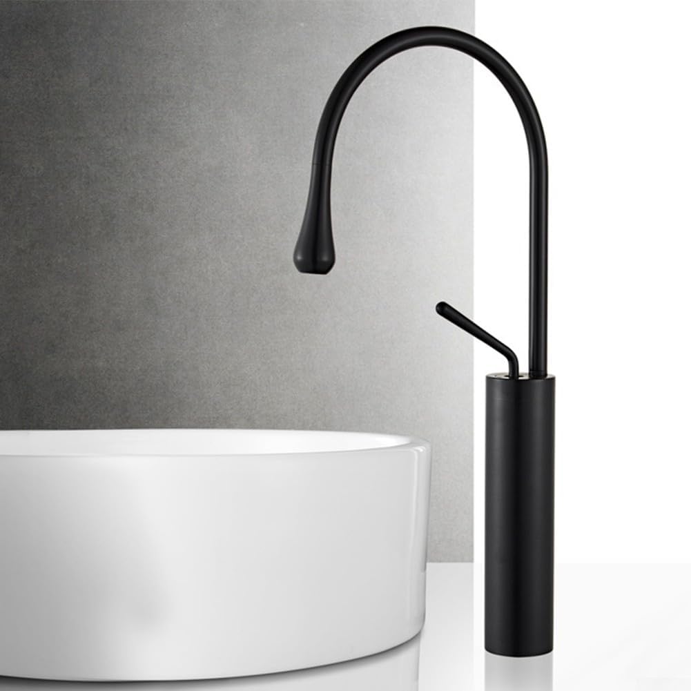 Mitigeur de salle de bain contemporain noir L haute résistance