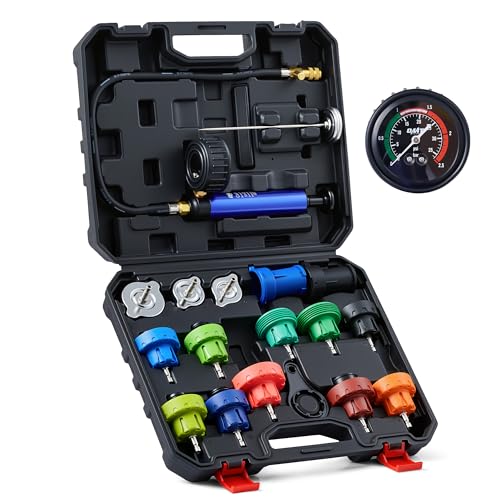 Orion Motor Tech 19pc Cooling System Radiator Pressure Tester Kit Universal Water Tank Leak Detector & Vacuum Purge Coolant Refill Tool Set