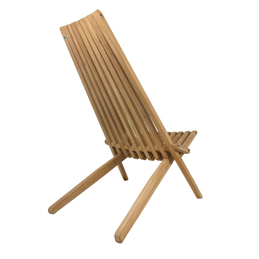 Set di 2 Sedie Pieghevoli Nicla in Legno Teak | Elegante Design a Doghe, Resistenti per Giardino, Terrazza e Balcone | Certificato FSC