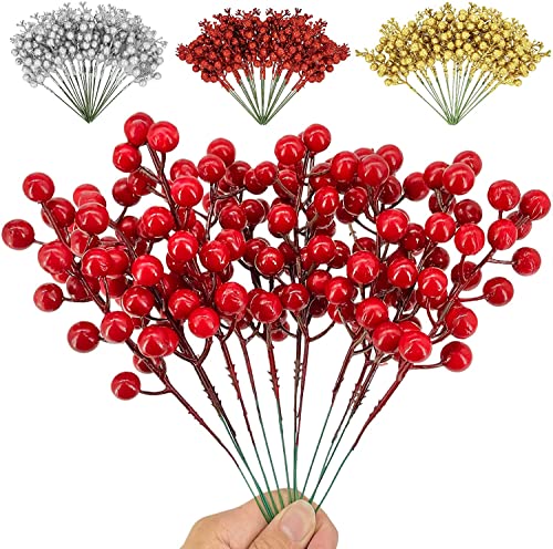 Turnmeon 12 Pcs 8.3" Christmas Berry Stems, Artificial Christmas Picks Sticks Twigs Branches For Christmas Decoration Tree Filler Ornaments Diy Crafts Vase Holiday Home Xmas Decoration(Red) #TOP29
