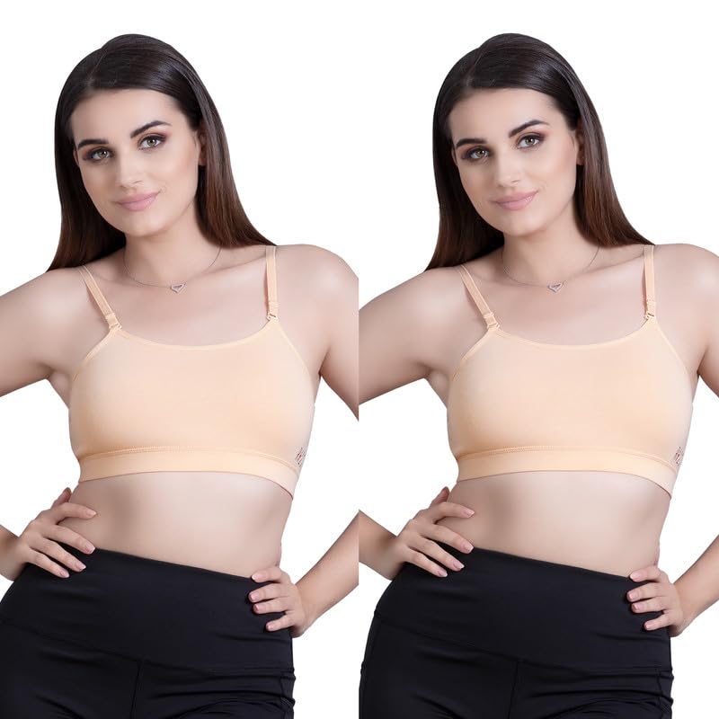 Riza TEEN-13 Cotton Fabric Non-Padded Non-Wired Beginners Bra for Teenagers Girls with Detachable Straps Combo Pack of - 2-image-14