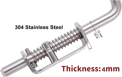 Miniatura 4 de Heavy Duty 304 Acero Inoxidable Primavera Pin Pestillo Ensamblaje para Puertas Gabinetes y Puerta de Remolque Utilidad -5.354in6.102in6.496in (1