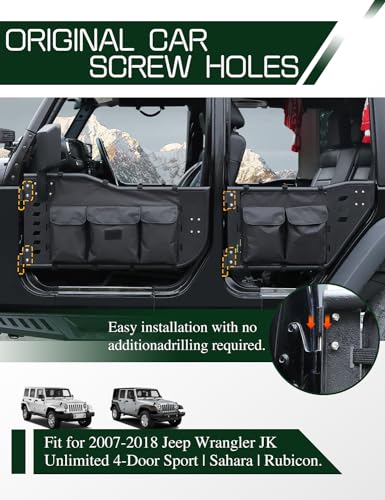 Image of Wrangler JK Tube Half Doors Off Road Tubular Summer Doors Fit for 2007-2018 Jeep Wrangler JK Unlimited 4-Door (exclude JL & JT&2Door Models)| Front & Rear Doors 4PCS |Door storage bag