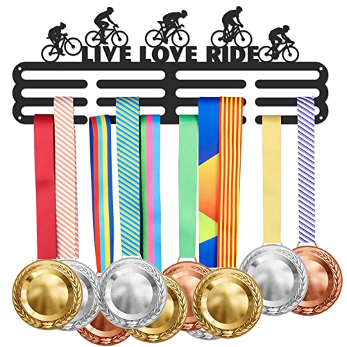 SUPERDANT Bicycles Medal Hanger Display Live Love Ride Sports Award Metal Holder Rack Iron Medal Rack Organizer Ribbon Wall Mounted Race Metal Hanger Gifts for Athletes Kids