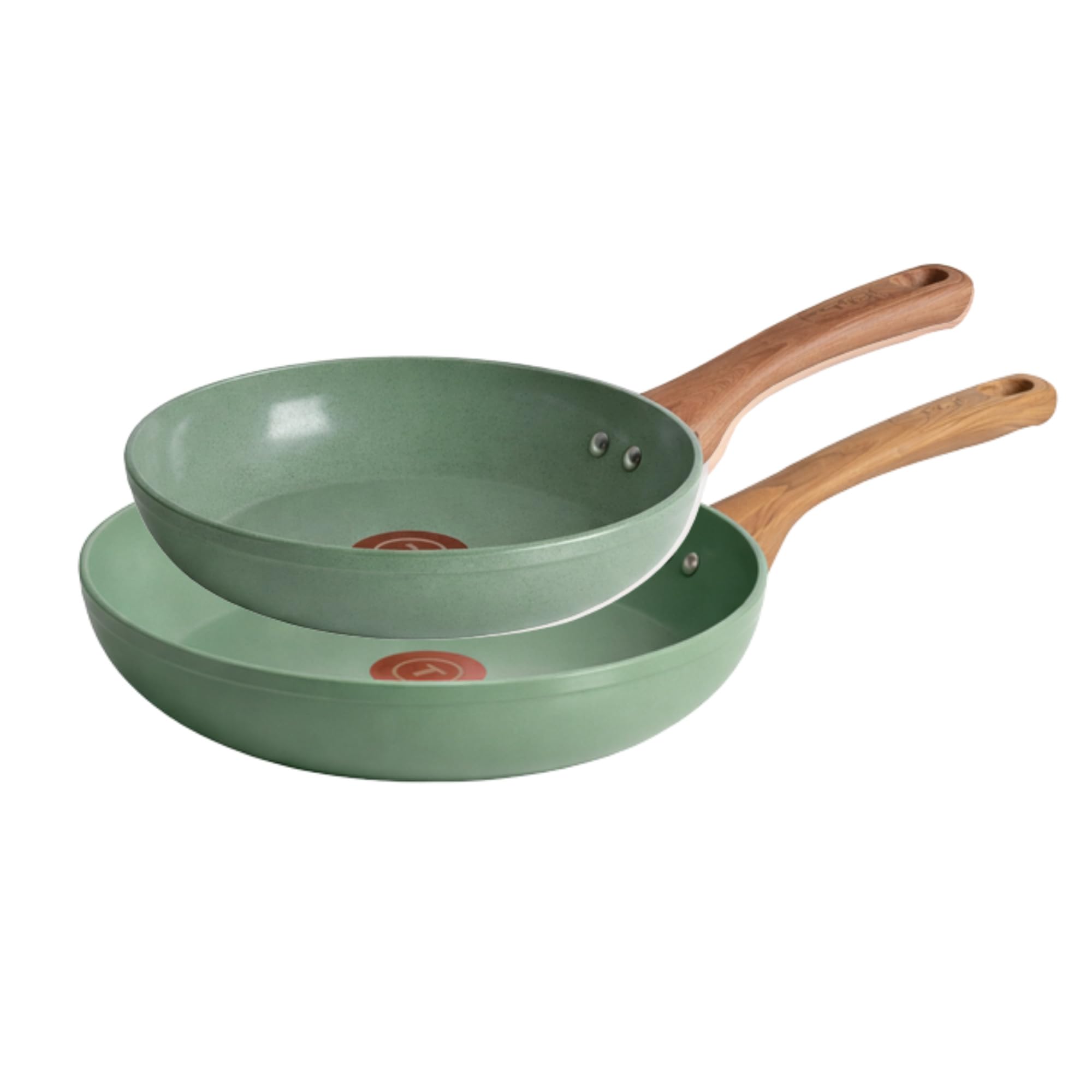 Revive Nonstick Ceramic Frying Pan Set (2-Piece) 8" & 10" Skillet, Oven Safe to 350°F, Stay-Cool Handle, Kitchen Pots and Pans, Green Granite