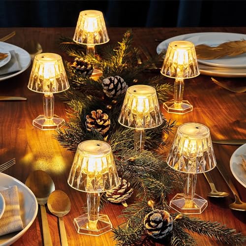 Set of 6 Battery-Operated Mini Table Lamps