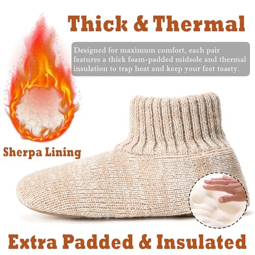 Men's Slipper Socks with Grips, Fuzzy Indoor House Booties Non Slip Soft Sole Winter Warm Socks for Men, Christmas Gifts, Stocking Stuffers for Dad Husband Him Size 8-9 to 14-154