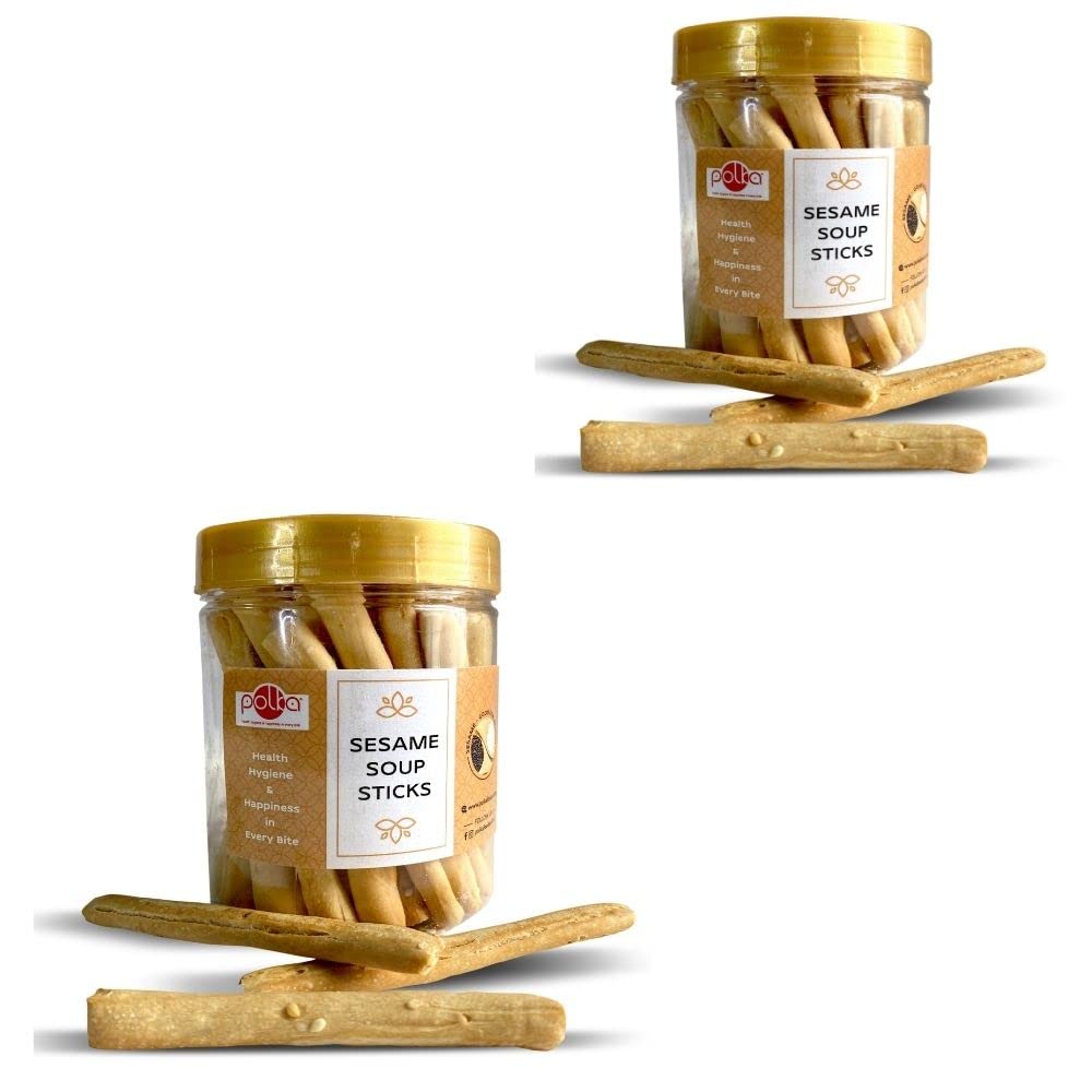 POLKA Sesame Soup Sticks, 125 g ,Pack of 2 X 125= 250 GM ,Breadsticks for Soup ,Best with Soups