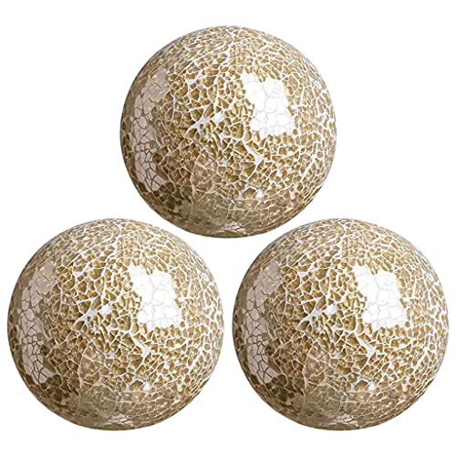 MERIGLARE Esfera de Mosaico Bolas de 8 cm Artículos para el hogar Centro de Mesa Juego Orbes Decorativos Bola Decorativa Globo para Adornos Mesa de Centro - Oro 3 Piezas Cover