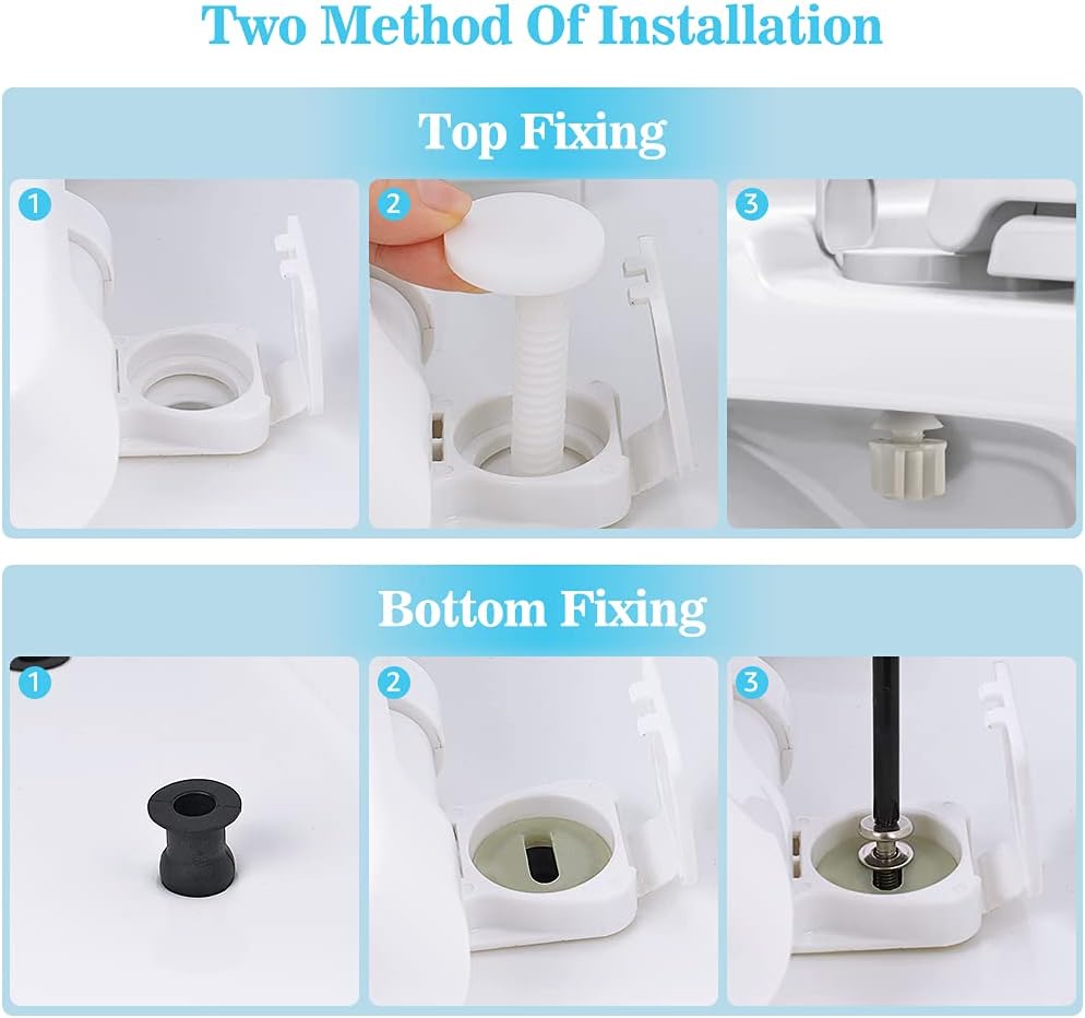 Elongated Soft Close Toilet Seat with Grip-Tight Bumpers MUYE Easy to Install and Clean No Slam Standard Toilet Seats White - - 