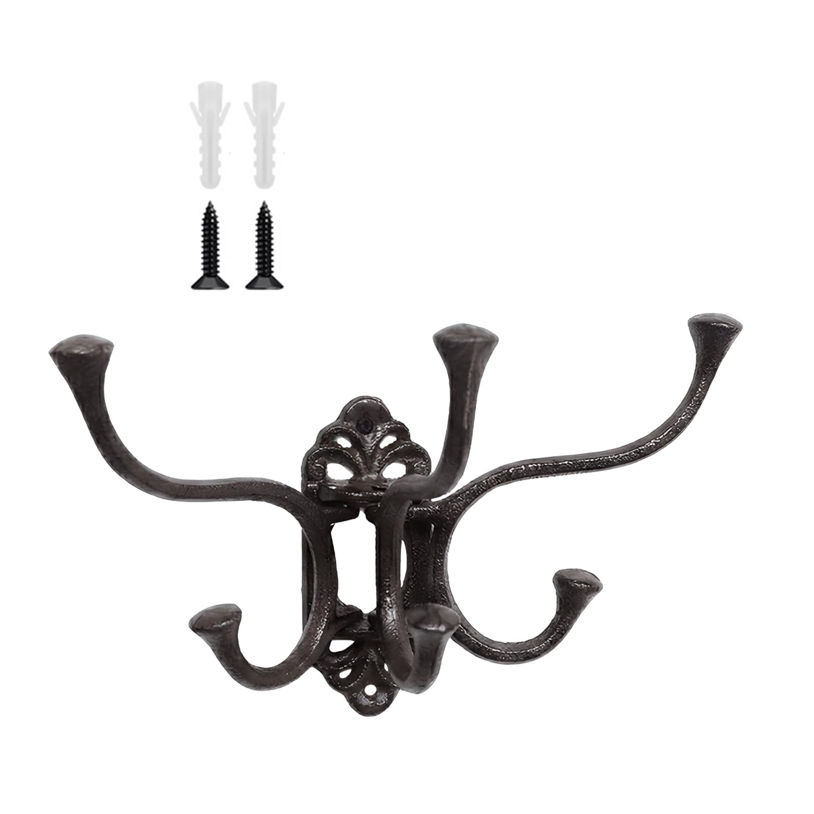 Piceioep Cast Iron Wall Hanger with 3 Rotatable Hook Space Saving Storage Rack for Entryway Closet or Offices Decorative Wall Hook