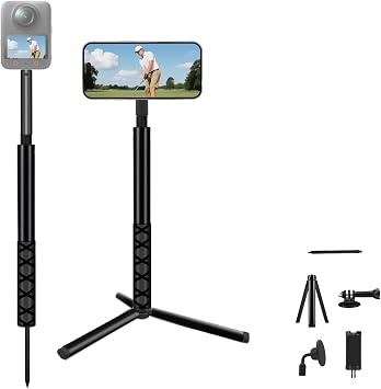 59  Magnetic Golf Selfie Stick Tripod Stand Compatible with iPhone,Adjustable Aluminum Phone Tripod & Monopod with Ground Spike for Golf Swing Training Compatible with GoPro Camera Video Recording