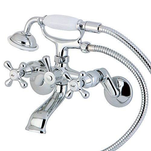 Nuvo ES2661X Elements of Design Charleston Tub Wall Mount Claw foot Tub Filler with Hand Shower, 3- 5/8", Polished Chrome