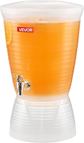 VEVOR Dispensador de bebidas, dispensador de bebidas de 2.64 galones para fiestas, dispensadores de jugo de plástico con cámara de hielo de espita,