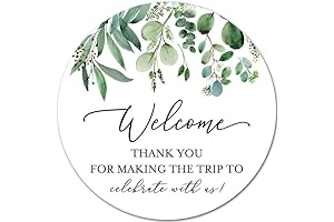 3" Round Wedding Welcome Stickers - Set of 24 (Greenery)