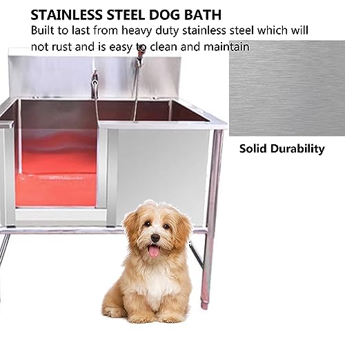 Stazione di Lavaggio per Cani in Acciaio Inox per Razze di Grandi Dimensioni, lavabo per la toelettatura e Il Lavaggio, Facile Pulizia degli Animali Domestici a casa