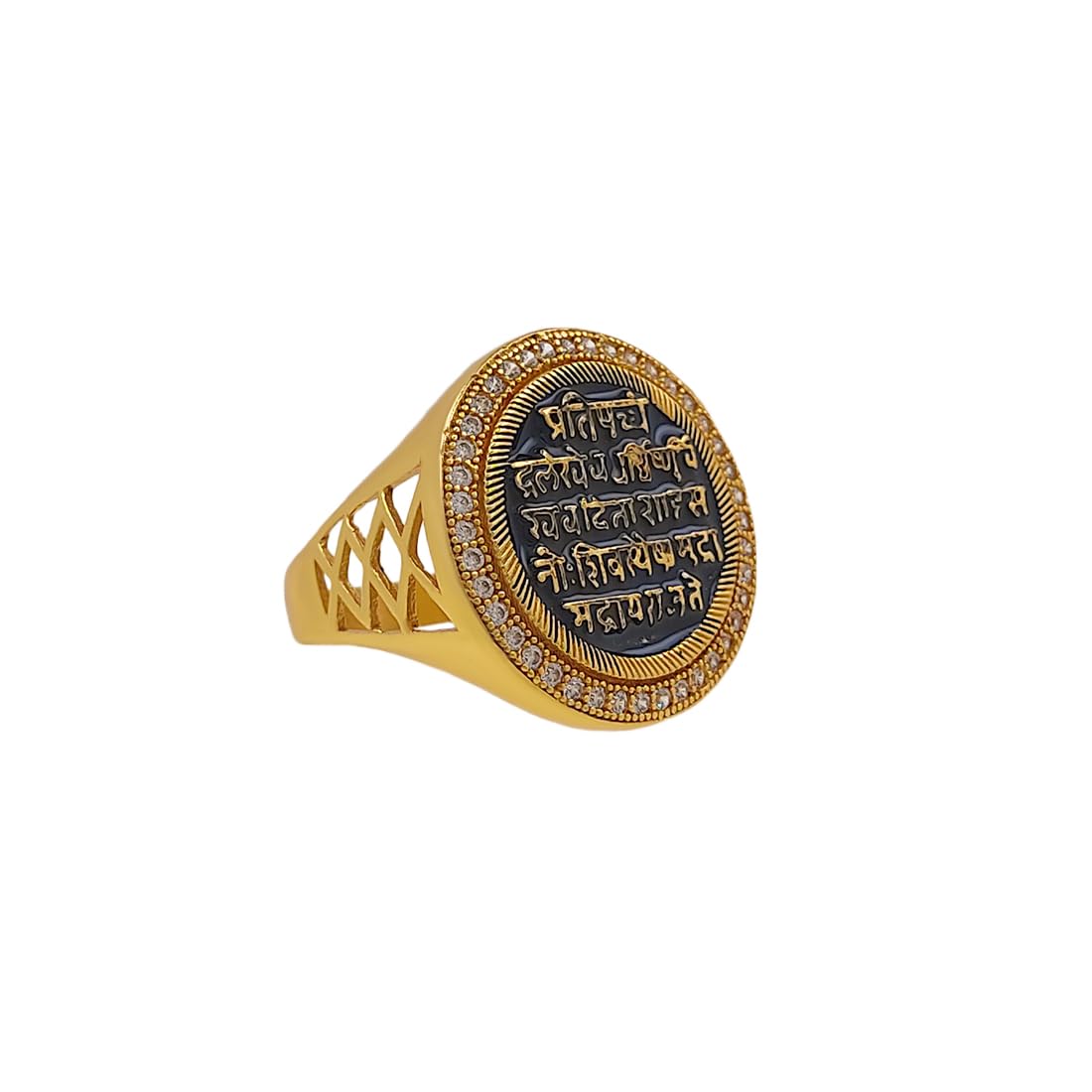 Gold Plated Raj mudra in circular Finger Ring for men and boys Stainless Steel Ring (Black) (B0CXSW6P7C) Amazon Price History, Amazon Price Tracker
