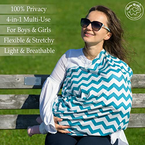 Image of Multi-use Nursing Cover Privacy Breastfeeding Scarf - Baby Car Seat Covers, Infant Stroller Cover, Carseat Canopy, Shopping Cart, High Chair Cover for Girls and Boys